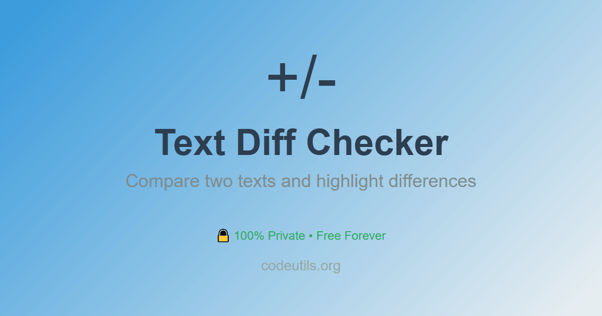 Text Diff Checker | Compare Text & Find Differences - Code Utils